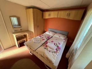 切尔韦尼克拉什托尔Penzión Tulip的一间小卧室,配有一张床和镜子