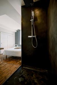 阿尔比L'Oasis - Charme et confort au centre-ville的一间卧室配有一张床和淋浴