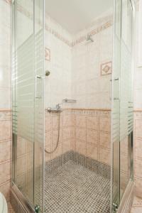 普拉蒂Alkiones的带淋浴的浴室和玻璃门