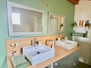 BarbaggioChambres d’hôtes A Casa Di Marigaby的浴室设有白色水槽和两面镜子
