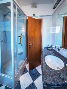 蒙特瓦尔基瓦尔达诺酒店的一间带水槽和淋浴的浴室