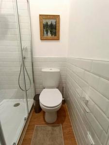 法鲁10 MARIA - Faro的白色的浴室设有卫生间和淋浴。