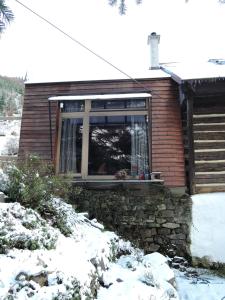 斯泰尔霍伊Atelier Eliska的雪中带窗户的房子