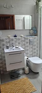 博格泽利卡DOMEK-NADMORSKI ZAKĄTEK的浴室配有白色水槽和卫生间。