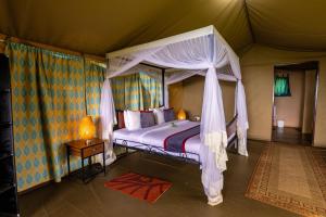 恩戈罗恩戈罗恩戈罗恩戈罗野营豪华帐篷的一间帐篷内带天蓬床的卧室