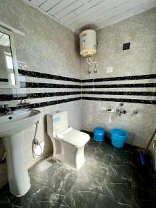 西姆拉Hill Side Inn的浴室配有白色卫生间和盥洗盆。