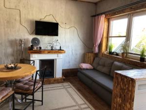 耶莱尼亚古拉Domek w Karkonoszach pod Zamkiem Chojnik的客厅配有沙发和桌子