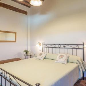 蒙特普齐亚诺Dimora del Grillo的卧室配有一张带两个枕头的大白色床
