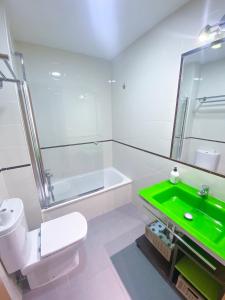 圣费尔南多El rinconcito de la Isla的一间带卫生间和绿色水槽的浴室