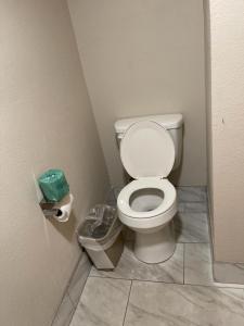 鸽子谷熊山酒店的一间带卫生间和垃圾桶的浴室