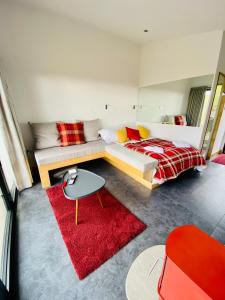 FoulridgeValley View Pendle的带沙发和红色地毯的客厅