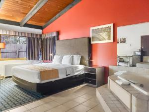 欣克利欣克利美国最佳价值旅馆的酒店客房配有一张床和浴缸。