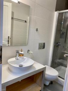 干尼亚RITSA ART RESIDENCE的白色的浴室设有水槽和卫生间。