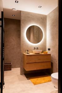 LangenboomBed en breakfast Suite 8的一间带水槽和镜子的浴室