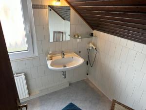Gammendorf弗赖塔格度假公寓的一间带水槽和镜子的浴室