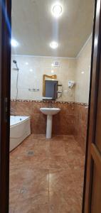 阿拉韦尔迪奥尊酒店的浴室配有盥洗盆、卫生间和浴缸。