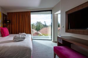 蒙彼利埃皇冠假日佩里尔峰库尔姆酒店的配有一张床和一台平面电视的酒店客房