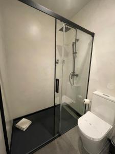 波尔图波尔图侯爵套房旅馆的带淋浴和卫生间的浴室