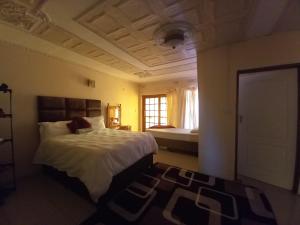 弗朗西斯敦DEN VIEW GUESTHOUSE的一间卧室设有一张大床和一个窗户。