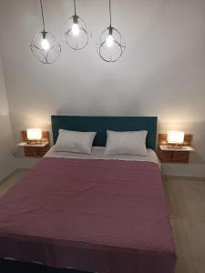 埃费奥纳斯Vita vi的一间卧室配有一张带两个灯的大床