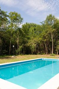 布拉加多LA CALMA - Eco Lodge Rural的一座绿树成荫的蓝色游泳池