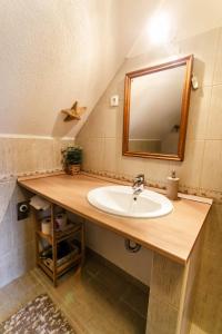 根尼斯迪亚斯LiBe Apartman的一间带水槽和镜子的浴室