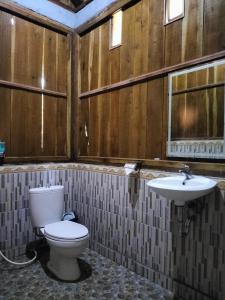 新加拉惹Friendly Homestay Lemukih的一间带卫生间和水槽的浴室