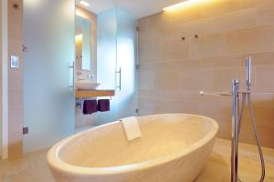 马伦格Bio & Wellnesshotel Pazeider - Healing Garden above Meran的带浴缸的浴室