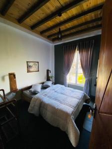 努沃勒埃利耶Rustique House dbl的一间卧室设有一张大床和一个窗户。