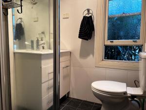 悉尼Peaceful Haven的一间带卫生间、水槽和窗户的浴室