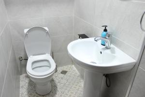 巴统Hostel 47的浴室配有白色卫生间和盥洗盆。