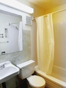 EstevanUptown Motel的浴室配有卫生间、盥洗盆和淋浴。