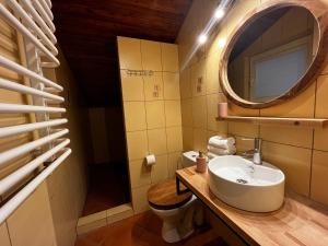 格里兹鲍Pensjonat Dom Latarnika的一间带水槽和镜子的浴室