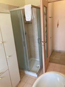 维罗纳DOLOMITI 5.3的浴室里设有玻璃门淋浴