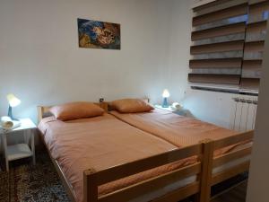 维索科Luxury house "Heart of Nature" Visoko的一间卧室配有一张带橙色床单的大床