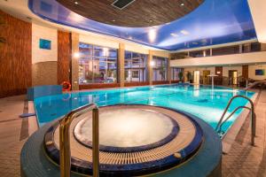 克雷尼察克雷尼察总统酒店的在酒店房间的一个大型游泳池