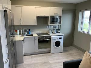 戈尔韦Small,smart,tidy 2 bed apartment的厨房配有洗衣机和洗碗机。