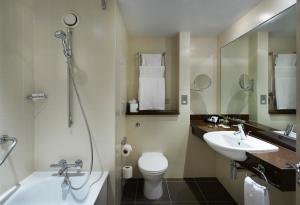 伦敦皇冠假日伦敦伊灵酒店的浴室配有卫生间、盥洗盆和淋浴。