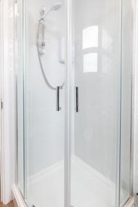 阿伯里斯特威斯Seabrin的浴室里设有玻璃门淋浴