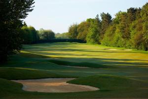灵格弗尔德林菲尔德公园万豪酒店及乡村俱乐部的享有高尔夫球场和绿色美景