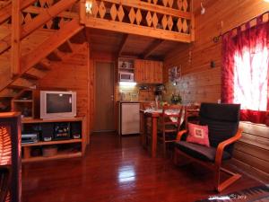 纳哈里亚碧柯塔巴马塔木屋的小木屋内的厨房和用餐室