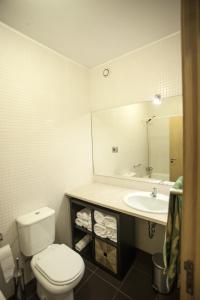 波尔图Casa do Sol的一间带卫生间、水槽和镜子的浴室