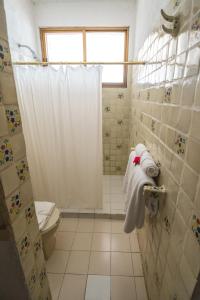 锡瓦塔塔内霍卡塔利娜海滩度假酒店的浴室设有卫生间和带毛巾的淋浴。