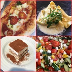 格洛博明Steinerhaus Berggasthof的不同食物类型四张不同的图片