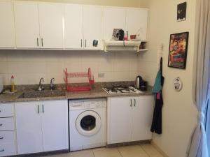 扎赫勒Berdawny Apartments的厨房配有洗衣机和水槽