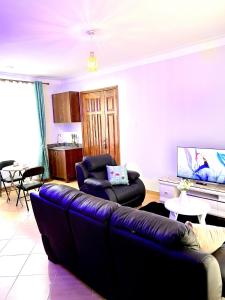 坎帕拉Elvina Home Buziga的带沙发和电视的客厅