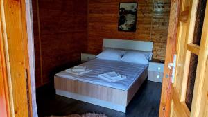 GorneaLa Podul Gornii的一间小卧室,卧室内配有一张床铺