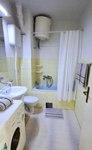 莫斯塔尔Stan na dan ELF的浴室配有卫生间、盥洗盆和洗衣机。
