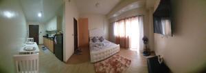 伊洛伊洛Megaworld-Manduriao, Iloilo Lafayette的带卧室、床和厨房的客房