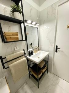 尼斯COSY COCOON - 2 to 4 travelers.的一间带水槽和镜子的浴室